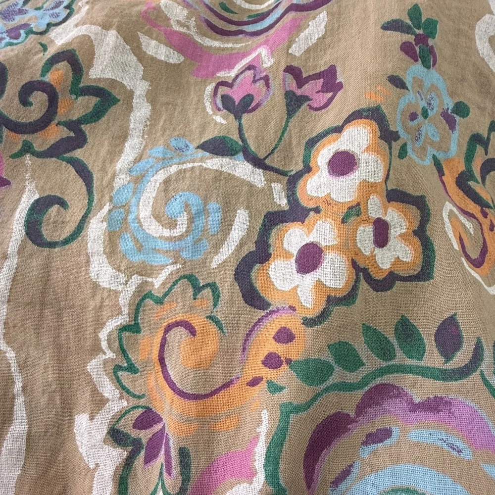 Venti6 Spring Floral Print Tie-Front Top Beige Multi Size M